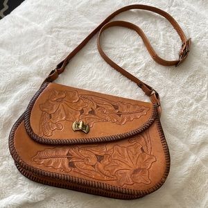 Vintage Tooled Leather Crossbody